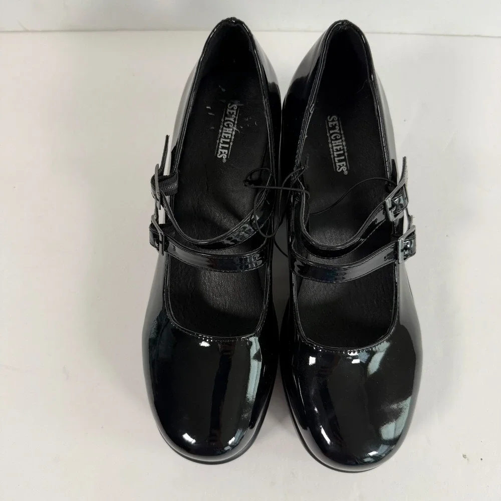 NWOT Black Patent Mary Jane Platform Heels 8 Goth Chunky Lug Shoes Whimsigoth